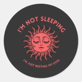 Jag sover inte, vilar ögon, Måne ansikte T-Shi Runt Klistermärke