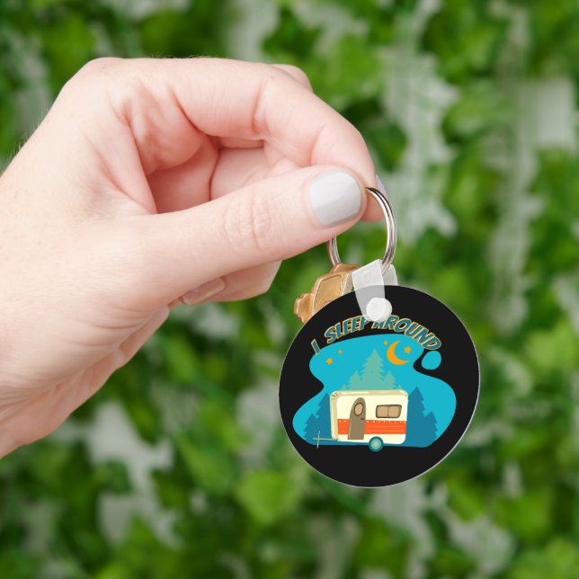 Jag sover runt Camper Van Camping Explorer-naturen Nyckelring (Hand)