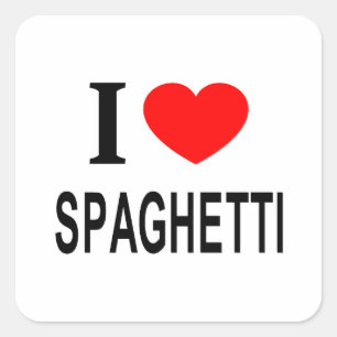 Jag ❤️ SPAGHETTI Jag älskar SPAGHETTI Jag älskar S Fyrkantigt Klistermärke