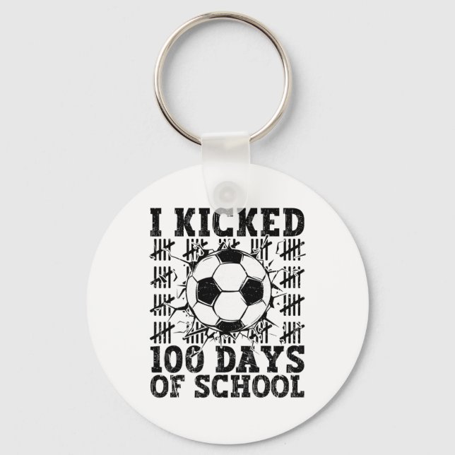 Jag sparkade 100 dagar av skolans fotboll 100:e da nyckelring (Framsida)