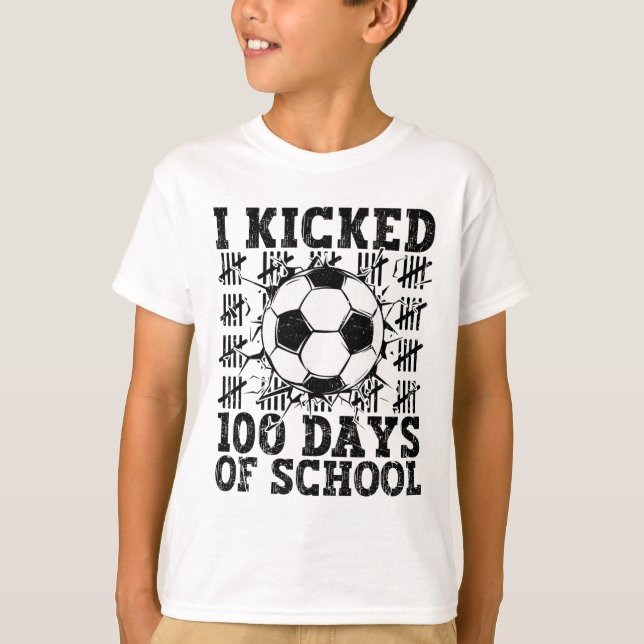 Jag sparkade 100 dagar av skolans fotboll 100:e da t shirt (Framsida)
