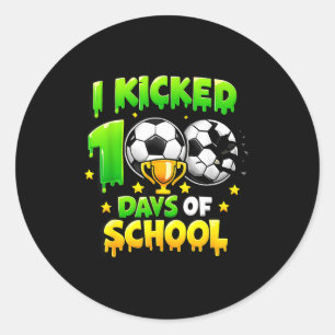 Jag sparkade 100 dagar av skolans fotboll pojkar b runt klistermärke