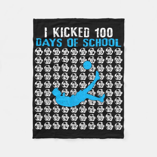 Jag sparkade 100 dagars skolfotboll 100:e skoldage fleecefilt (Framsidan)