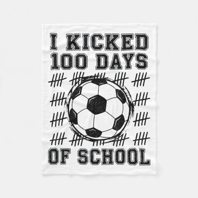 Jag sparkade 100 skoldagar Fotbollsentusiast 100:e Fleecefilt (Framsidan)