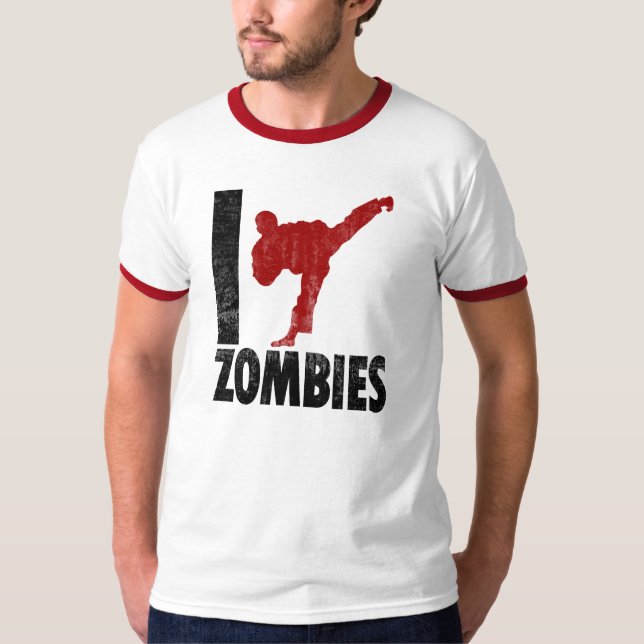 Jag sparkar Zombies T-shirt (Framsida)