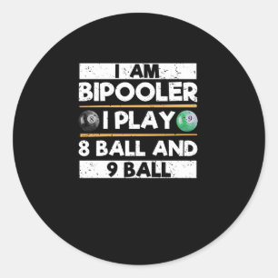 Jag spelar 8 boll 9 boll Funny Runt Klistermärke