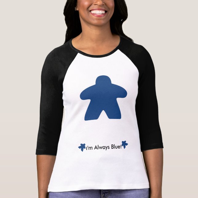 Jag spelar alltid blå Meeple T-Shirt (Framsida)