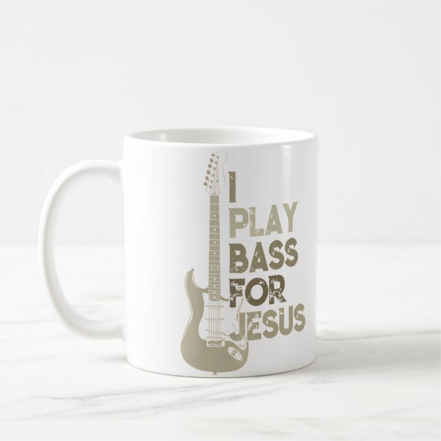 Jag spelar bas för Jesus kristen gitarrist bas Kaffemugg (Vänster)