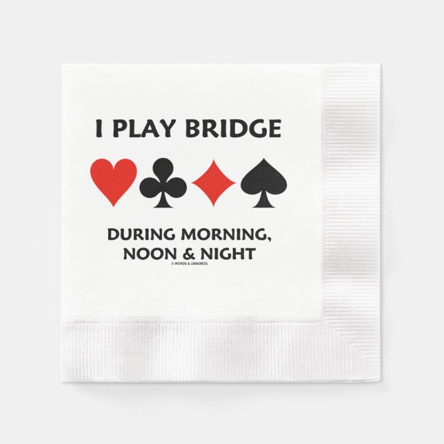 Jag spelar bridge under morgon middag natt kortfär pappersservett (Framsidan)
