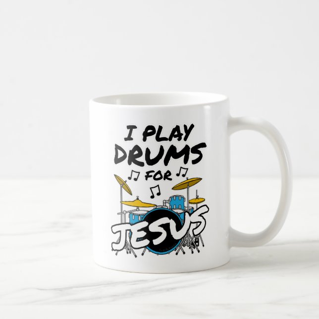Jag spelar Drummer åt Jesus, Christian Drummer Mus Kaffemugg (Höger)