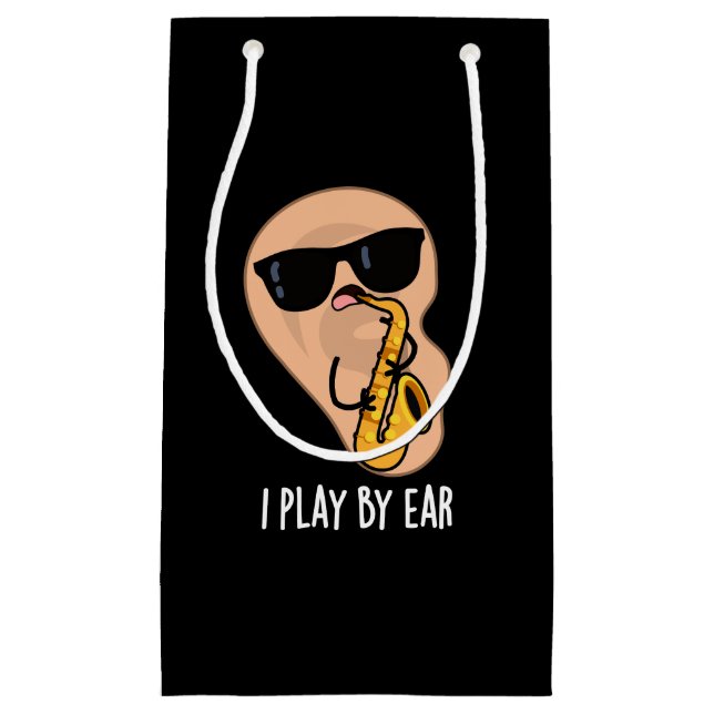 Jag spelar efter Ear Funny Saxophone Pun Mörk BG (Framsidan)