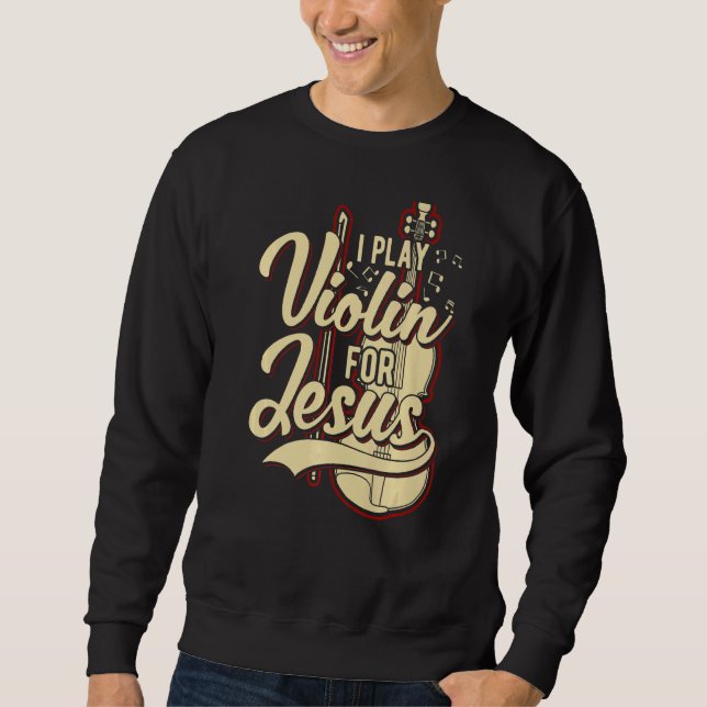 Jag spelar fiolin för Jesus Christian 1 Lång Ärmad Tröja (Framsida)