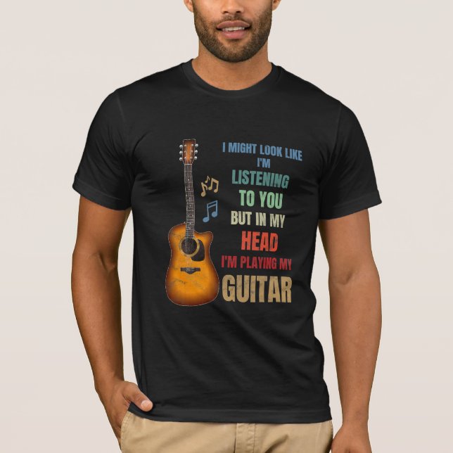 Jag spelar gitarr i mitt huvud-gåva t shirt (Framsida)