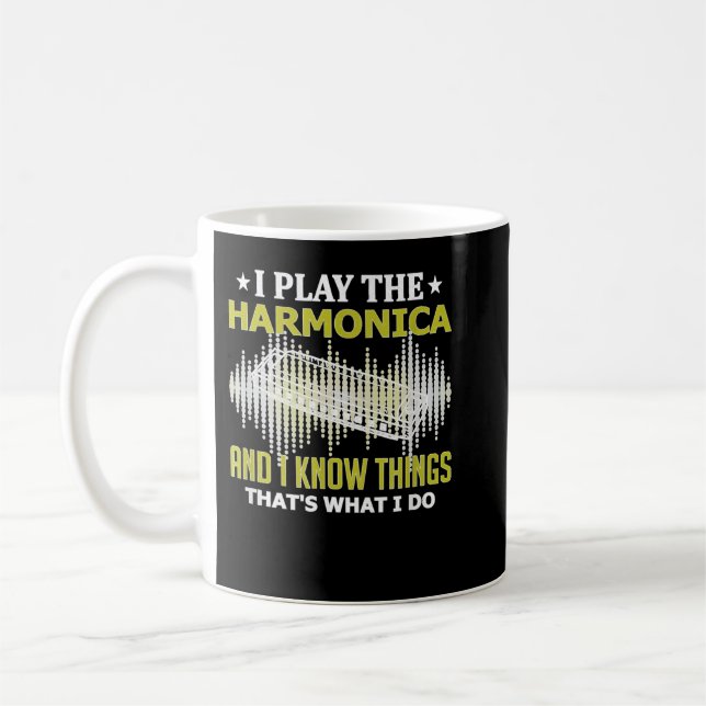 Jag spelar Harmonica och jag känner Sak Music Inr. Kaffemugg (Vänster)