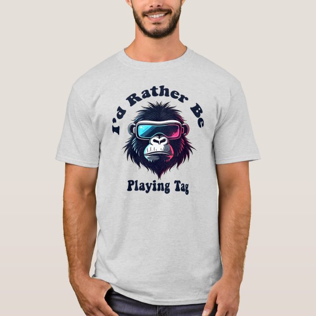 Jag spelar hellre Märkre Gorilla Monke VR Gamer T Shirt (Framsida)