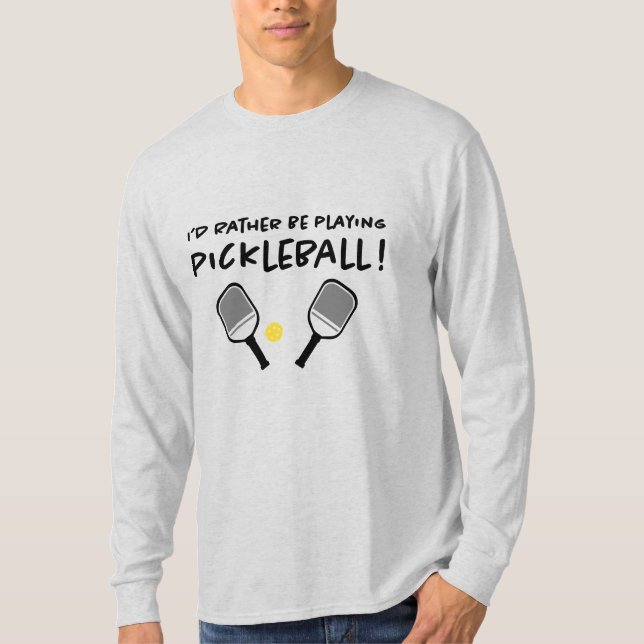 Jag spelar hellre pickleball anpassat namn grått t shirt (Framsida)