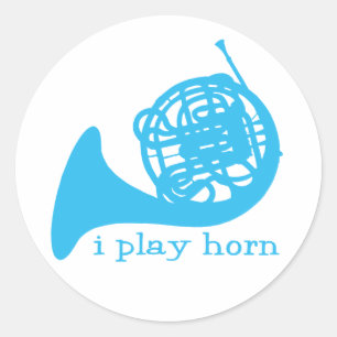 Jag spelar horn - blå runt klistermärke