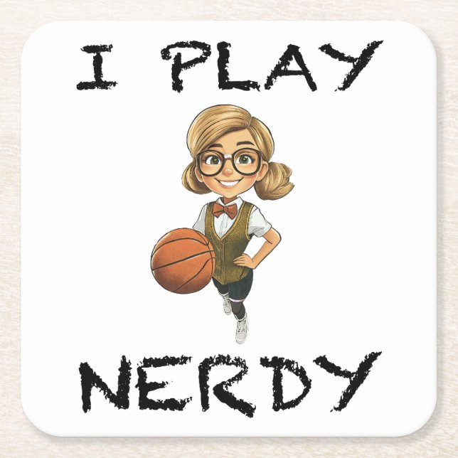 Jag spelar Nerdy Underlägg Papper Kvadrat (Framsidan)