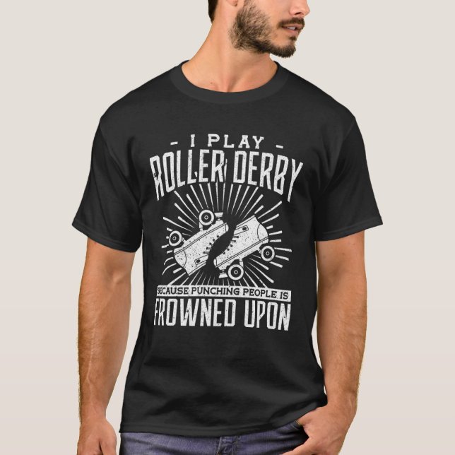 Jag spelar roller derby eftersom de som slår männi t shirt (Framsida)