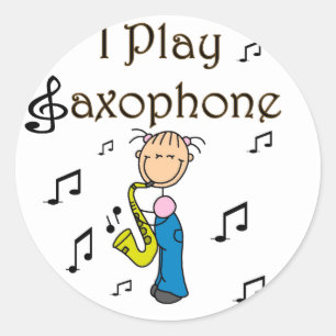 Jag spelar saxofone Stickers Sticker Runt Klistermärke