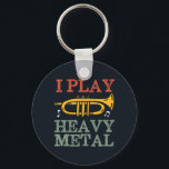 Jag spelar tungt Metall, Trumpet Player Music Punt Nyckelring<br><div class="desc">Lustigt trumpetspelardesign för dem som spelar brassmusikaliska instrument i ett musikband,  orkester eller musikaliska föreställningar. Coola vintage retro Jazz Music älskare för musiker och marschbanderolledare. Perfekt för musiklärare,  orkester fläkt och de som kärlek spelar trumpet. Underbar julklapp och födelsedagspresent för familjer och vänner.</div>