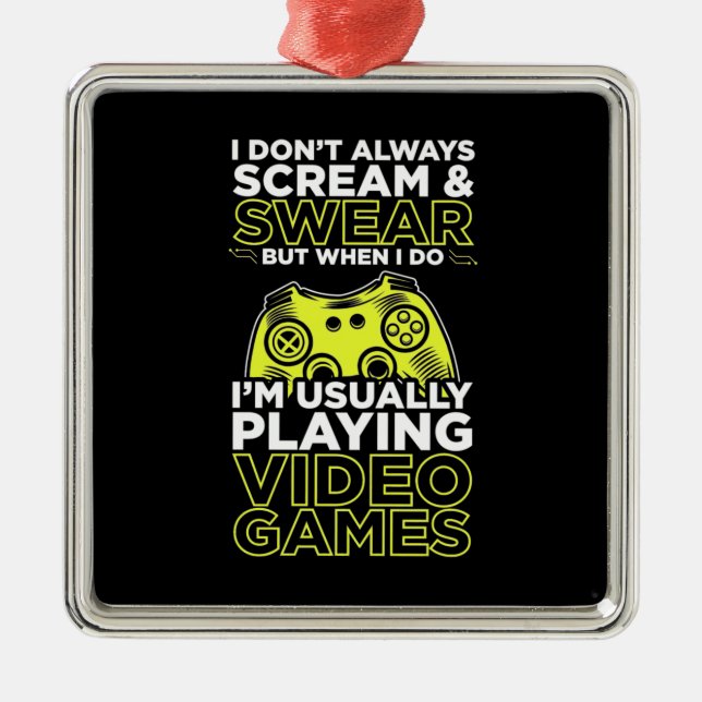 Jag spelar vanligtvis videospel julgransprydnad metall (Framsidan)