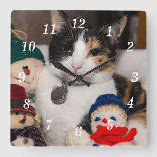 Jag spionerar på en Calico Wall Clock Fyrkantig Klocka