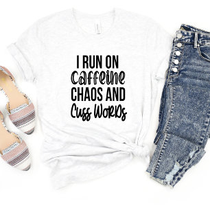 Jag Springa på koffein... Sarcasm Funny Meme T-shi T Shirt