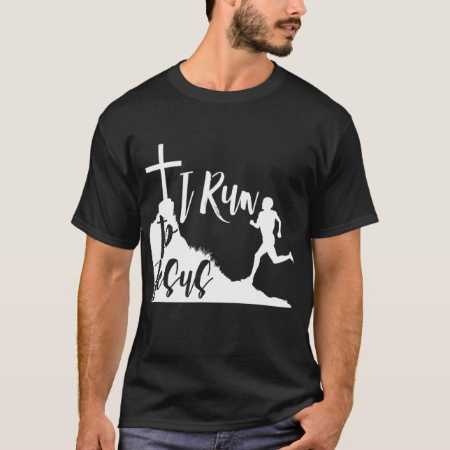 Jag springa till Jesus Running Jogger Religiösa Ch T Shirt (Framsida)