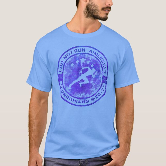 Jag springer inte planlöst Kristendom Runner 1 Kor T Shirt (Framsida)