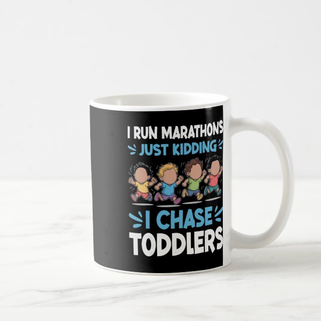 Jag springer maraton jag skojar jag jagar småbarn  kaffemugg (Höger)
