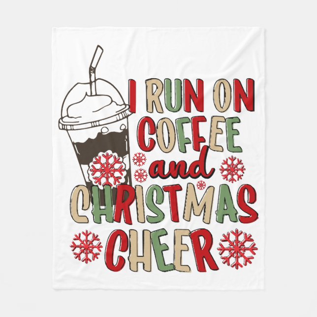 Jag springer på kaffe och julstämning fleecefilt (Framsidan)
