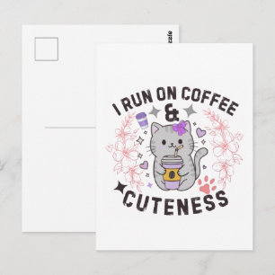 Jag springer på kaffe och söthet Sött Kitty-design Vykort