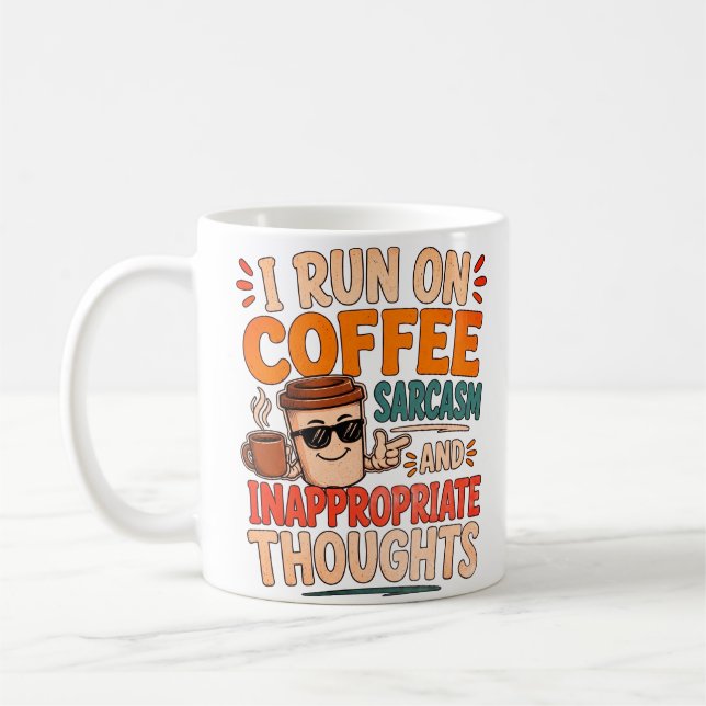 Jag springer på kaffe, sarkasm och olämpliga tanka kaffemugg (Vänster)
