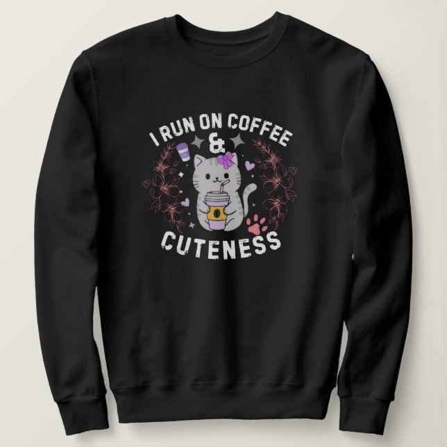 Jag springer på kaffe & söthet Sött Kitty-design T Shirt (Design framsida)