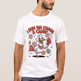 Jag springer på kaos och kolhydrater Rolig anka T Shirt