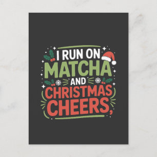 Jag springer på Matcha och julstämning Grönt dryck Helg Vykort