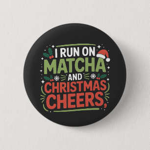 Jag springer på Matcha och julstämning Grönt dryck Knapp