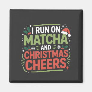 Jag springer på Matcha och julstämning Grönt dryck Magnet