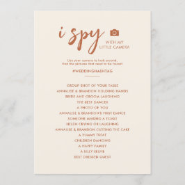 Jag Spy Photo Hunt Desert Bröllop Game Menu Meny