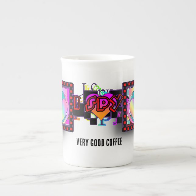 Jag Spy Väldigt Bra Coffee Benporslin Mugg (Framsidan)