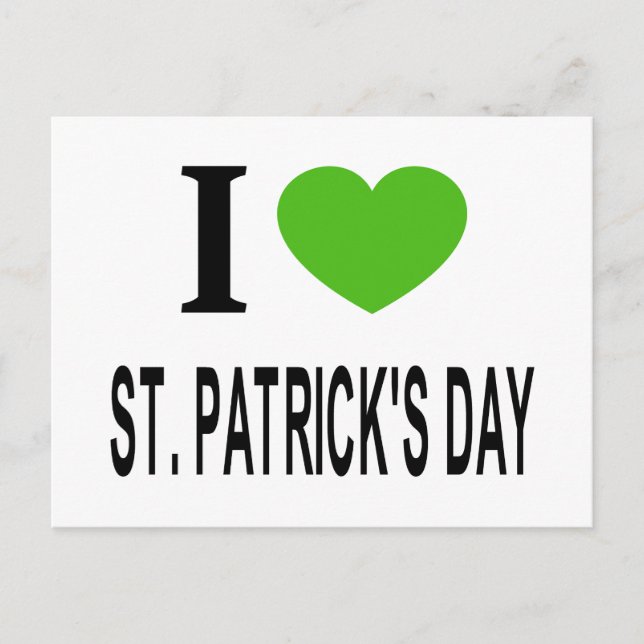 Jag ❤️ ST. PATRICKSDAGEN med grönt hjärta  Helg Vykort (Framsida)