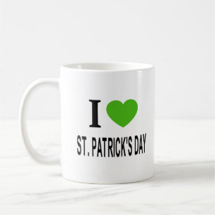 Jag ❤️ ST. PATRICKSDAGEN med grönt hjärta  Kaffemugg