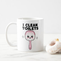Jag Städar Toaletter Rolig Städande Arbetare Kaffe