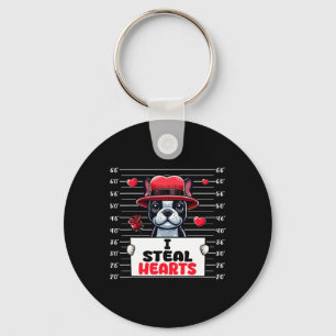 Jag stal Cute Hearts Valentine Day Boston Terrier. Nyckelring