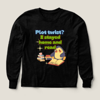 Jag stannade hemma & läste Penguin Pullover Mysig T Shirt