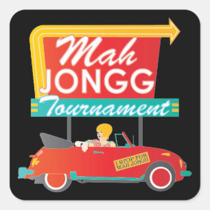 Jag stannar för Mah Jongg Retro-signatur Fyrkantigt Klistermärke