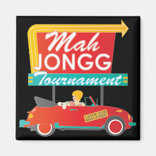 Jag stannar för Mah Jongg Retro-signatur Magnet