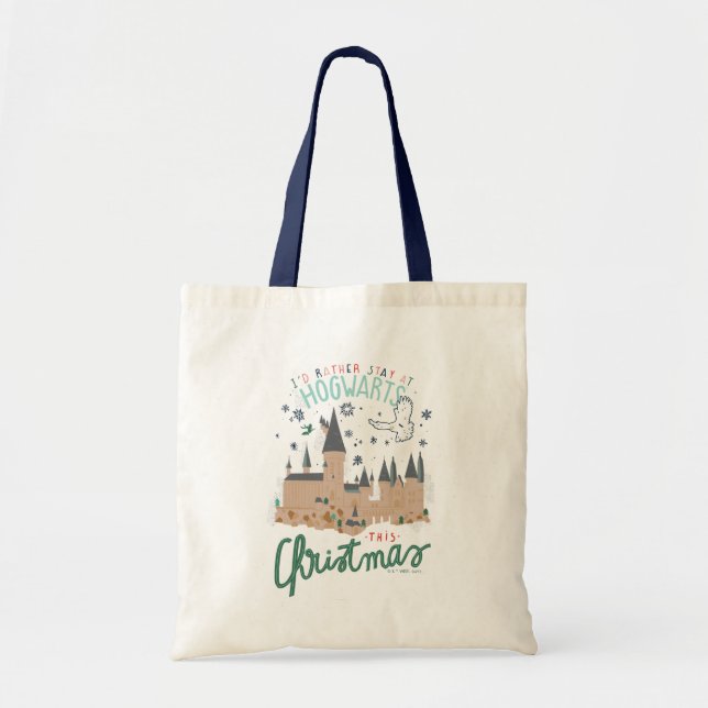 Jag stannar hellre på Hogwarts i jul Tygkasse (Framsidan)