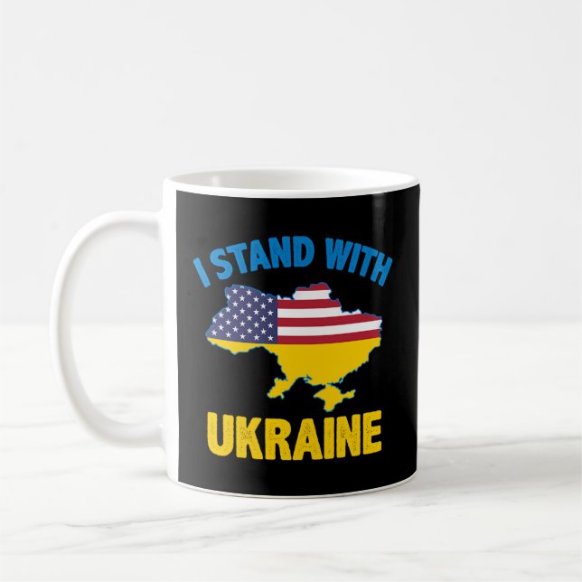 Jag står bakom Ukrainas stöd för amerikanska Flagg Kaffemugg (Vänster)
